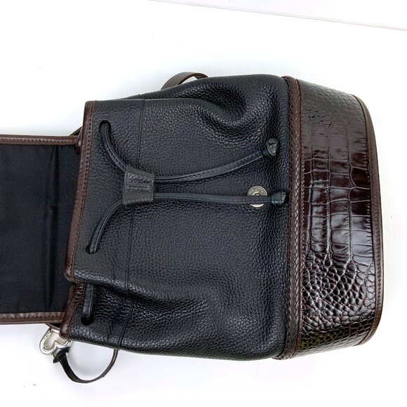 Brighton Backpack Purse Black Leather/Brown Croc Embossed Leather A519620 - Picture 13 of 16